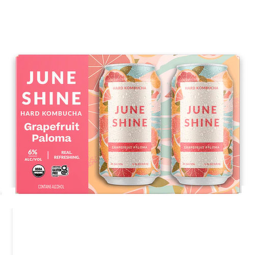 JuneShine Organic Hard Kombucha, Grapefruit Paloma (6-pack)