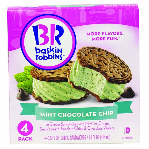 Baskin Robbins Ice Cream Sandwich, Mint Chocolate Chip