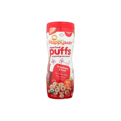 Happy Baby Organics Superfood Puffs, Strawberry & Beets
