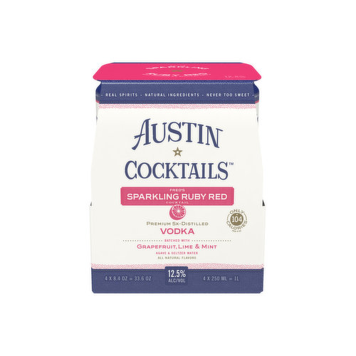 Austin Cocktails Sparkling Ruby Red Grapefruit Vodka Cocktail (4-pack)