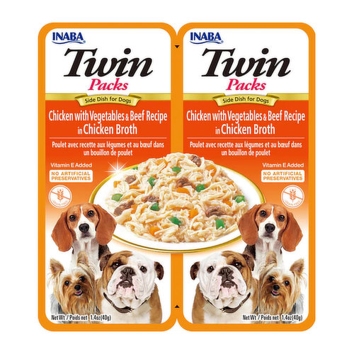 Inaba Dog Food Twin Packs - Chicken with Vegetables & Beef Recipe in Chicken Broth
