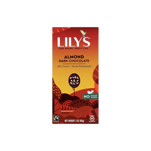 Lily's Dark Chocolate Bar, Almond, 55% Cocoa