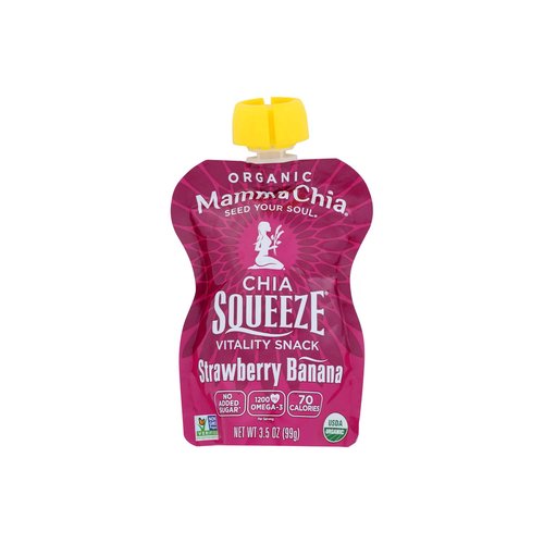 Mamma Chia Organic Squeeze Vitality Snack, Strawberry Banana