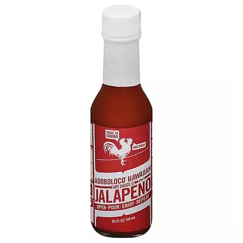 <ul>
<li>Made in Hawaii</li>
<li>Adoboloco Hawaiian Hot Sauce</li>
<li>Open. Pour. Feel It. Repeat</li>
</ul>