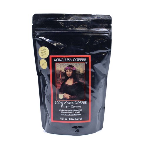 Kona Lisa French Roast Coffee, Ground, 8 Oz