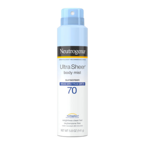 Neutrogena Ultra Sheer Broad Spectrum Body Mist Sunscreen, SPF 70