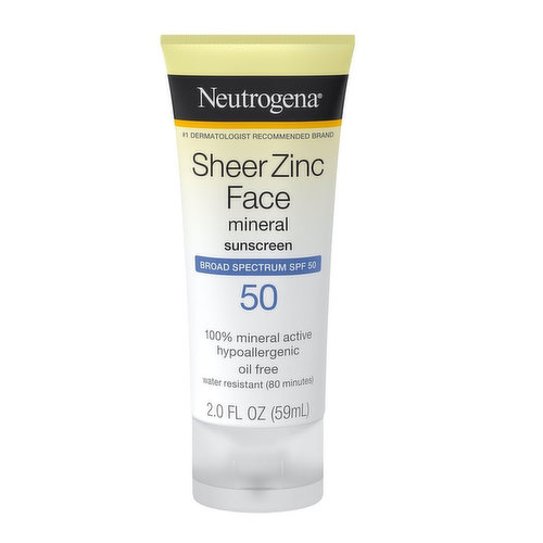 Neutrogena Sheer Zinc Face Dry-Touch Sunscreen Broad Spectrum SPF 50 For Sensitive Skin