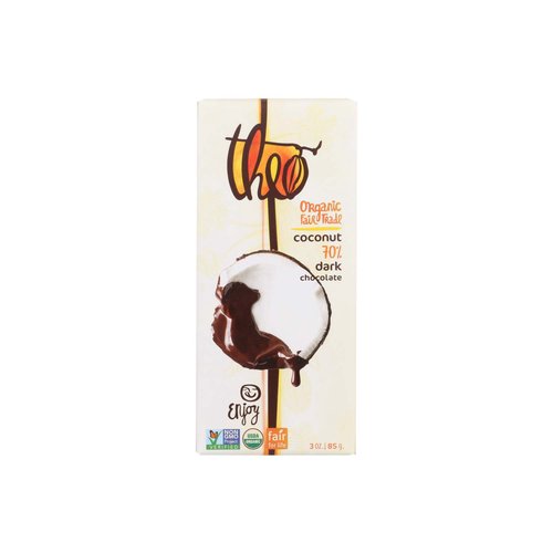 Theo Organic 70% Dark Chocolate Bar, Coconut