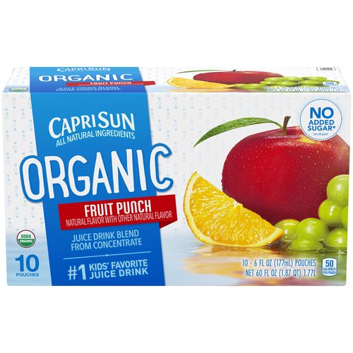 Capri Sun Organic Juice Drink, Fruit Punch (Pack of 10)