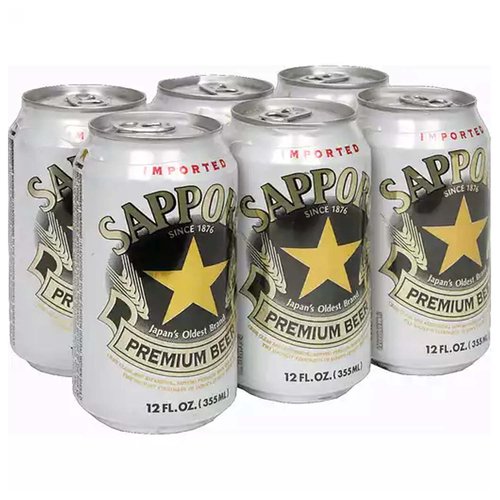 Sapporo Premium Beer, Cans (Pack of 6) - OLD