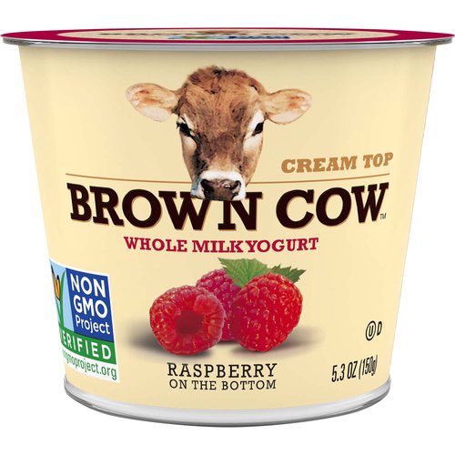 Brown Cow Cream Top Whole Milk Yogurt, Raspberry on Bottom