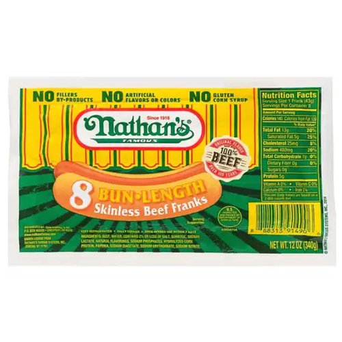 Nathan's Bun-Length Skinless Beef Franks