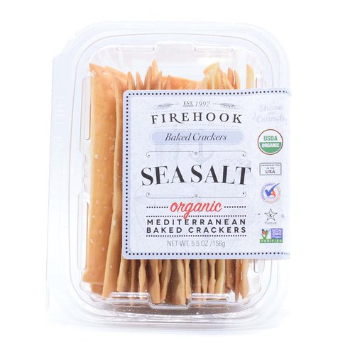 Firehook Organic Mediterranean Baked Crackers, Sea Salt