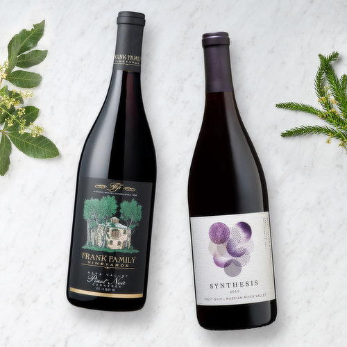 Contents:
<br>
<li>2018 Frank Family Pinot Noir</li>
<li>2019 Synthesis Cabernet Sauvignon</li>