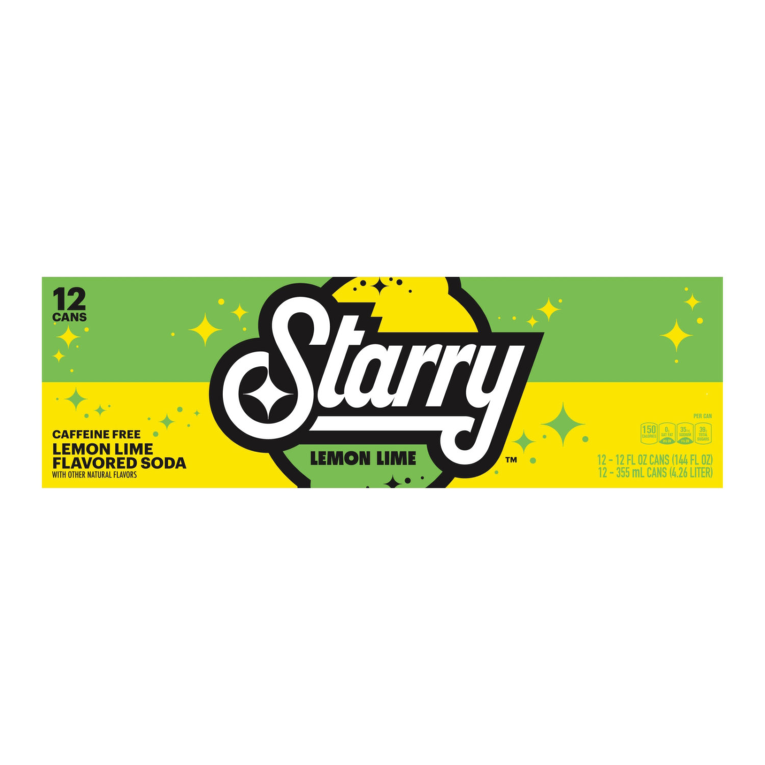  Starry Lemon Lime Soda, 12 Fl Oz Cans, 12 Pack