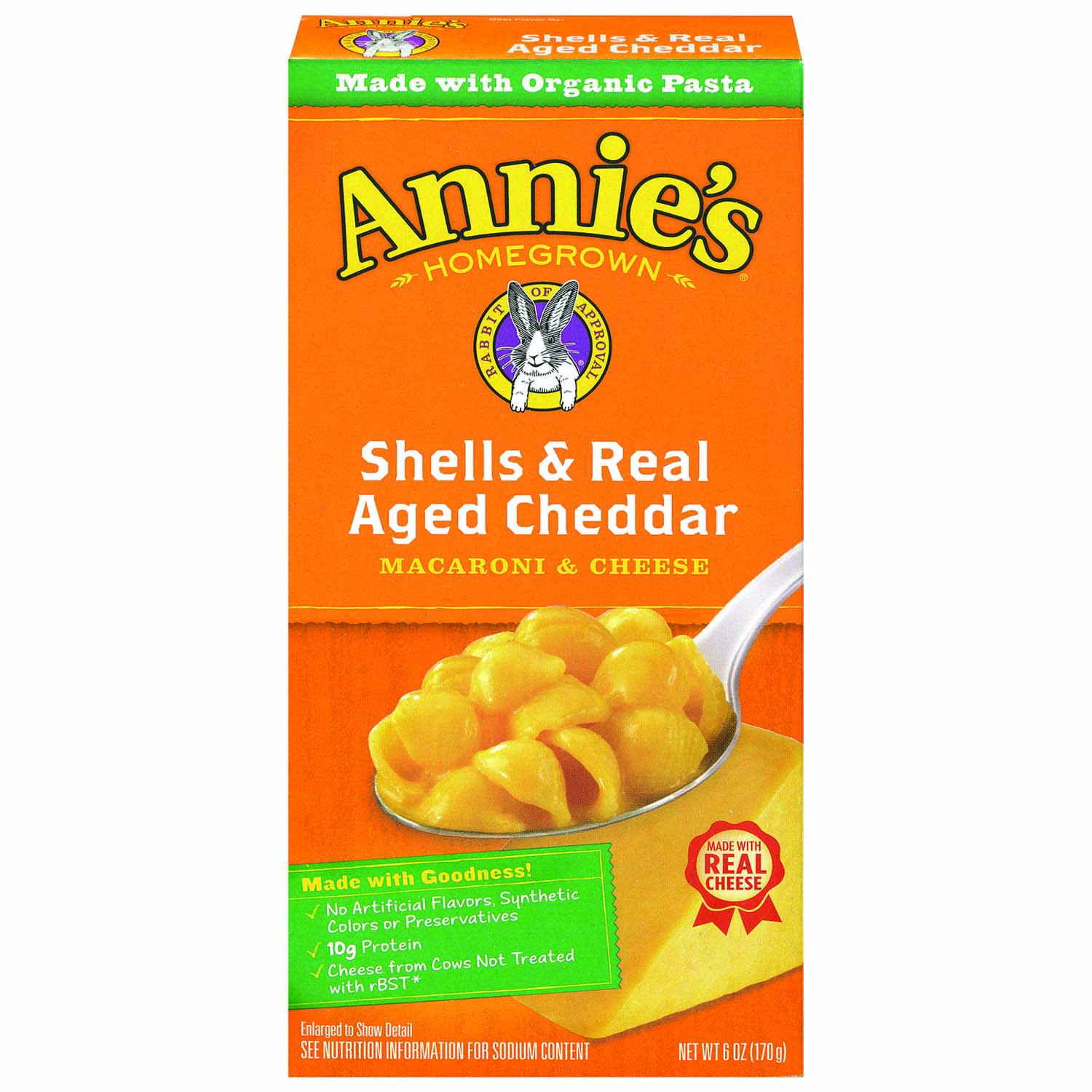 Annie's Macaroni & Cheese, Shells & Real Aged Cheddar - 6 oz