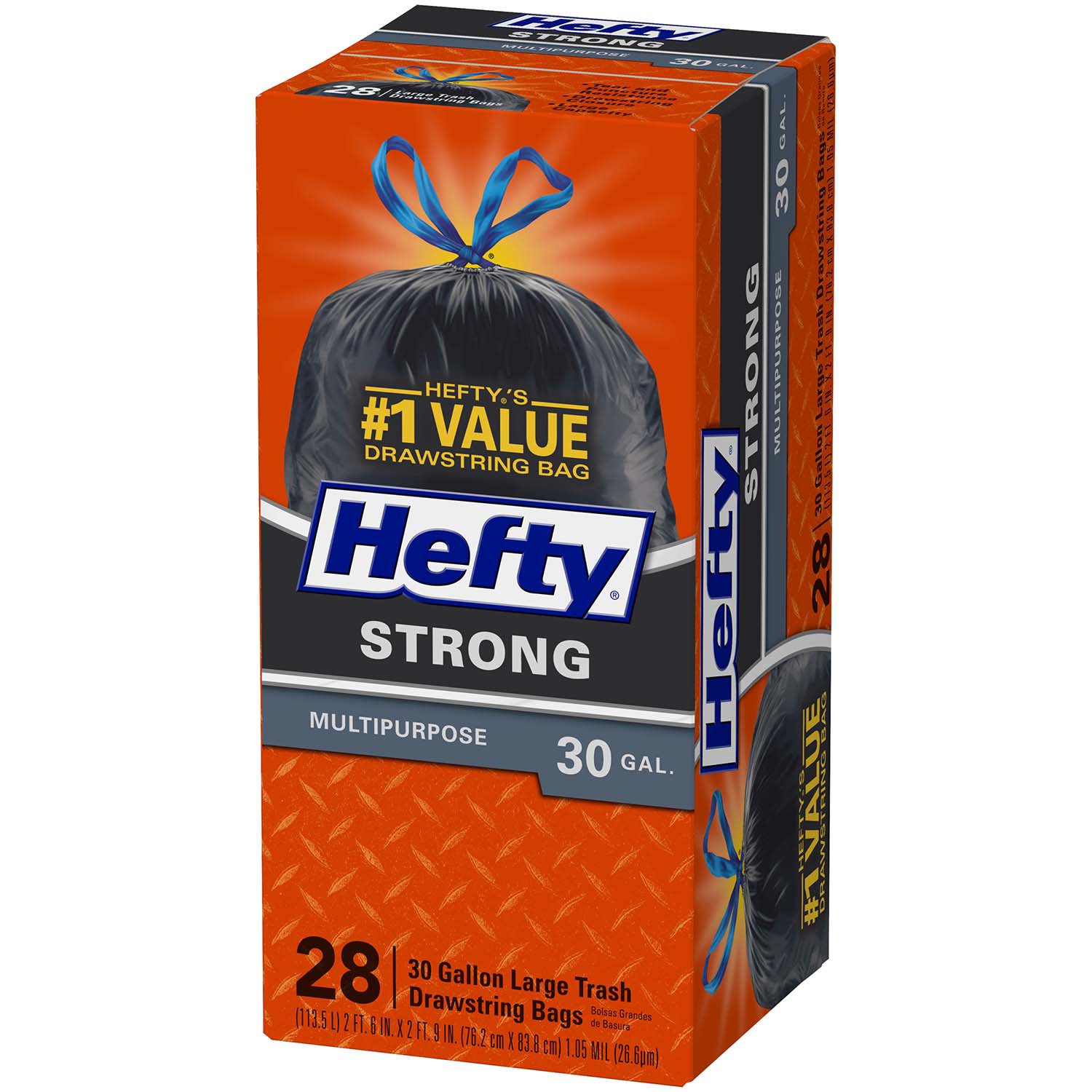 Hefty Strong Multipurpose Large Drawstring Trash Bags - 30 Gallon