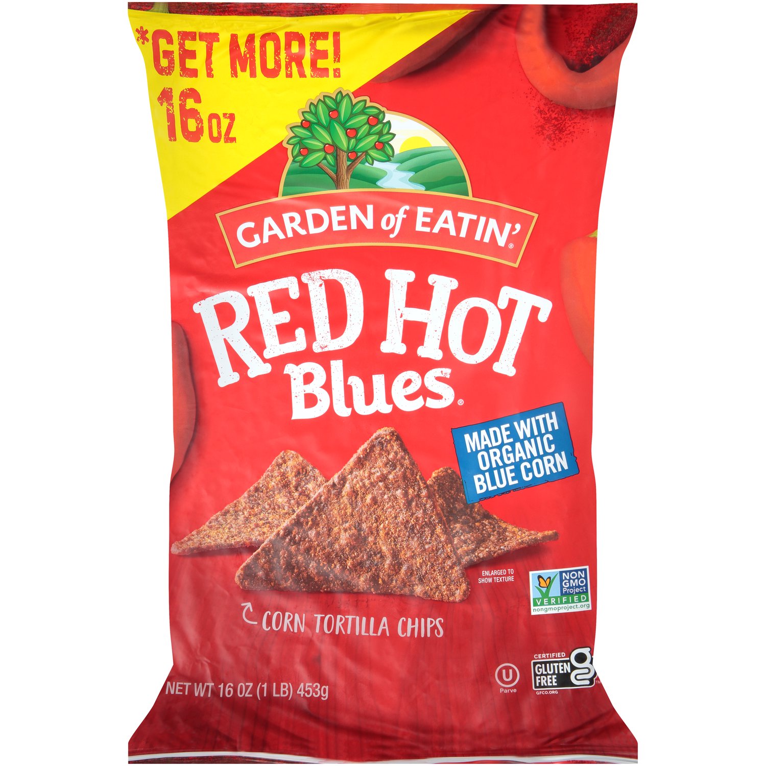 Eatin Corn Tortilla Chips Red Hot Blues