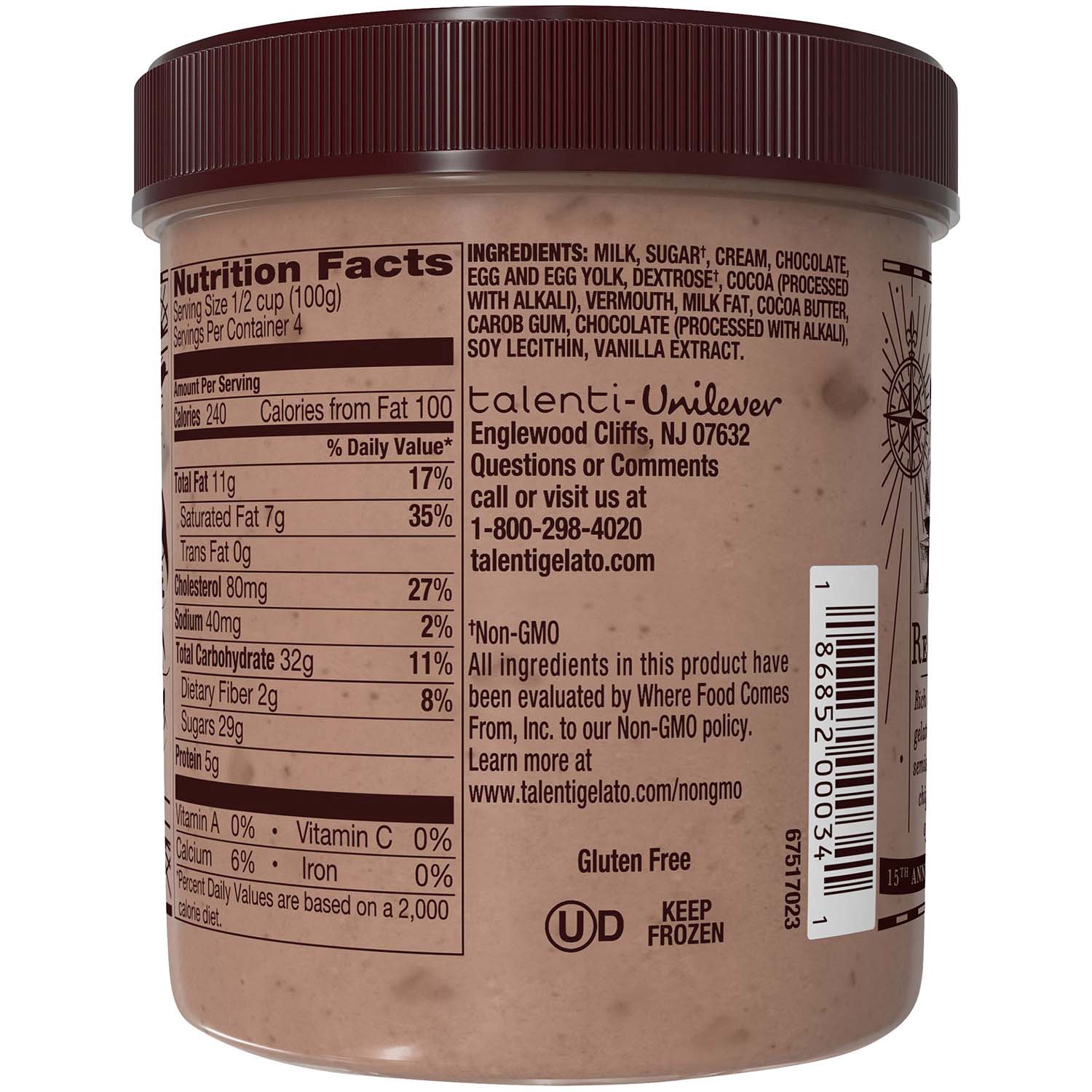 Talenti Gelato Nutrition Label Besto Blog