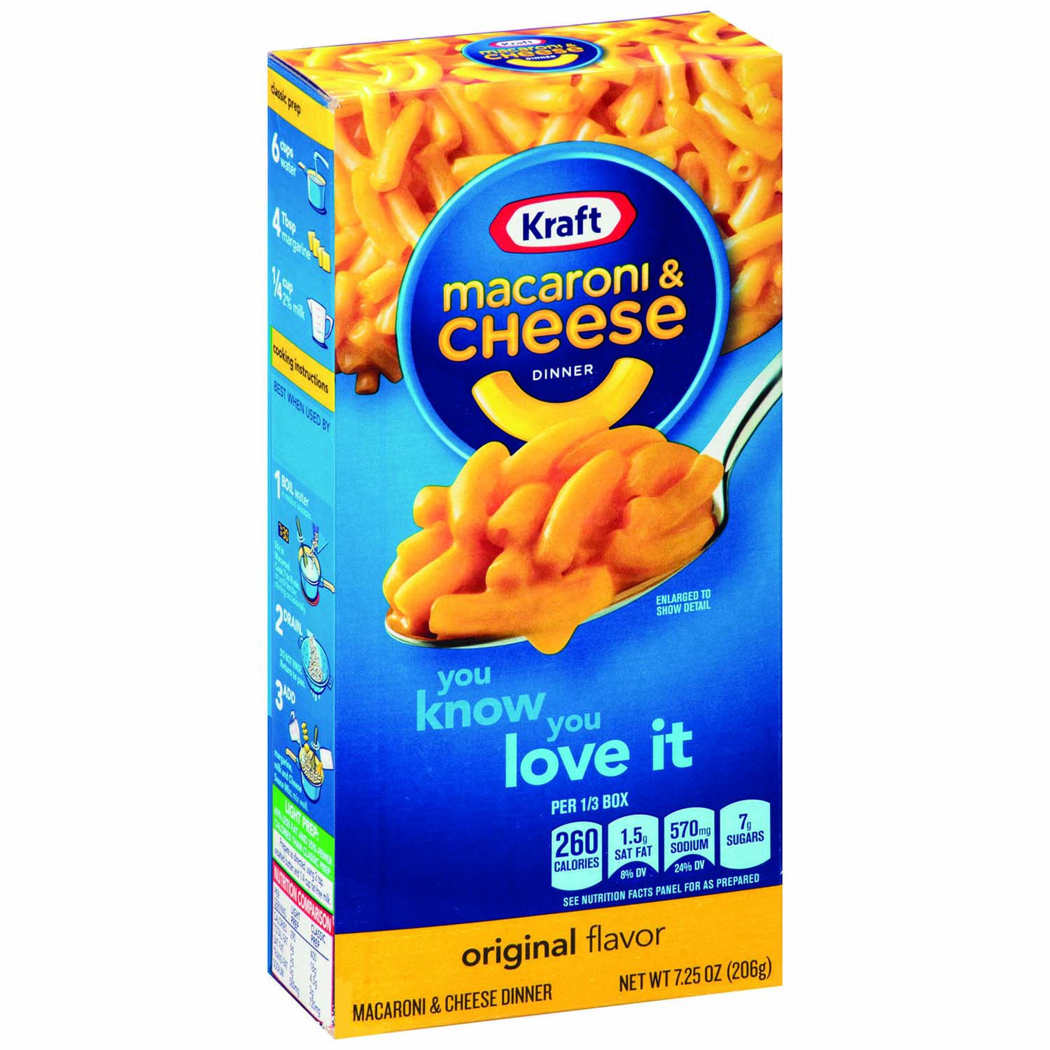 Kraft Original Macaroni & Cheese Dinner 7.25 oz Boxes(Pack of 15)