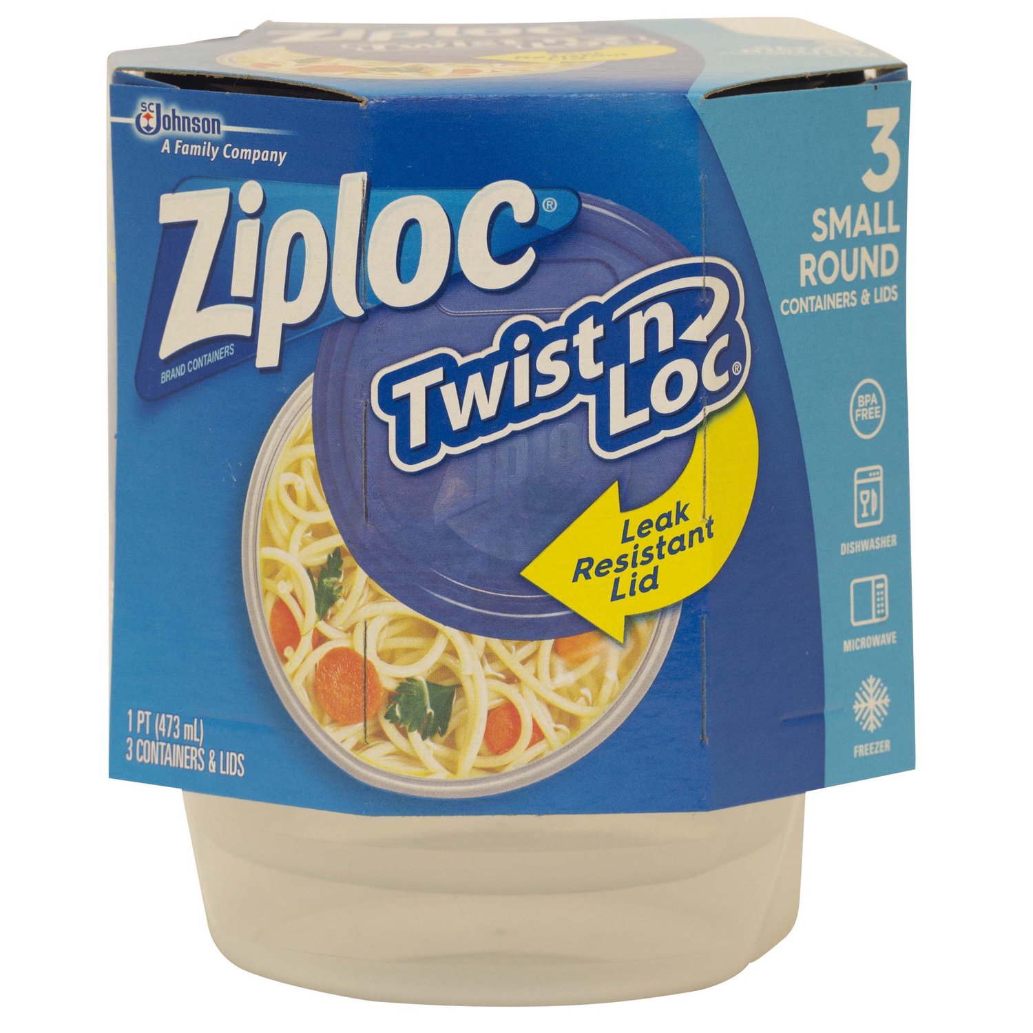 Ziploc Twist 'n Loc, Storage Containers for Food, Travel and Organization,  Dishwasher Safe, Extra Small Round, 4 Count