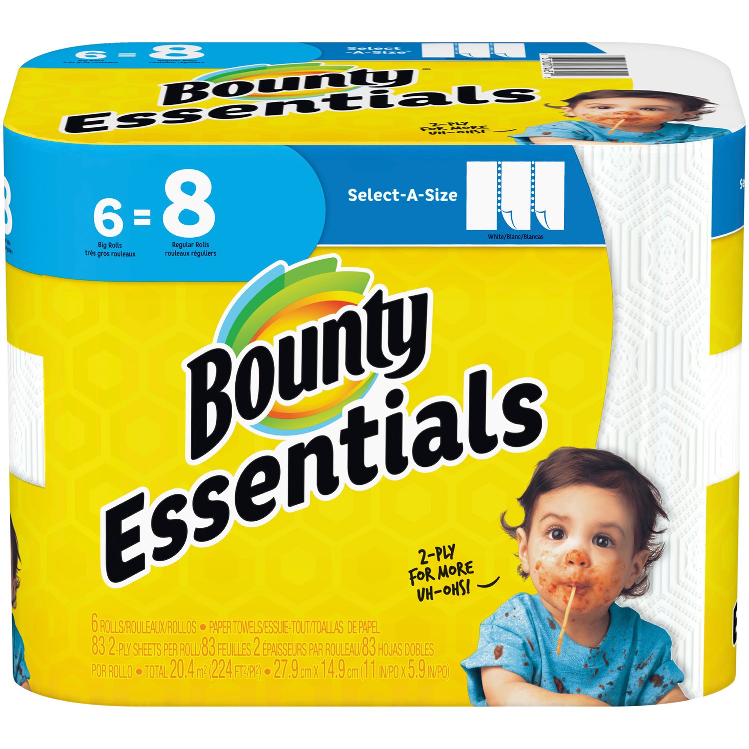 Bounty Select-A-Size Paper Towels, Print, 1 Big Roll = 33% More Sheets, Paper  Towels