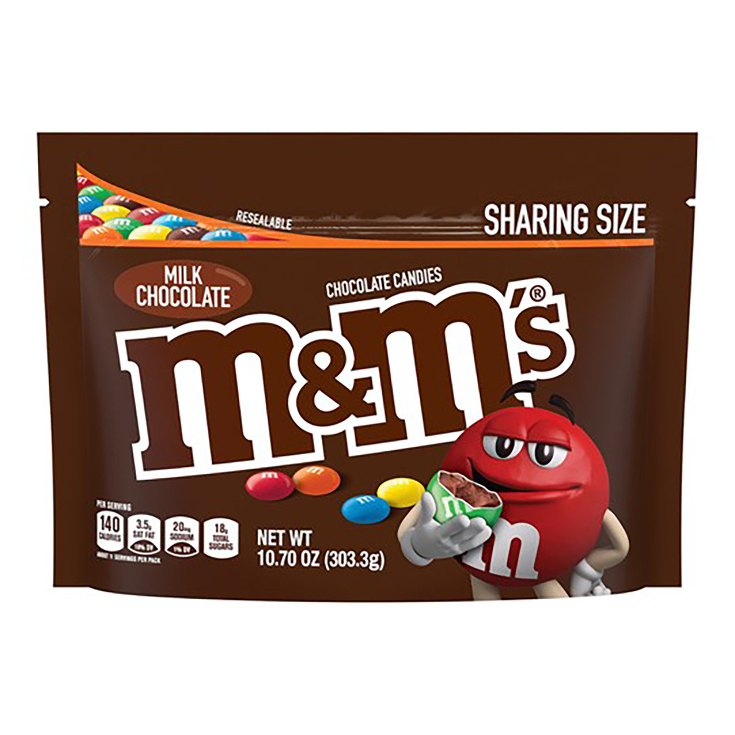 M&M'S Milk Chocolate Candy Sharing Size 3.14 oz. Pouch, 24/Box (MMM04431)