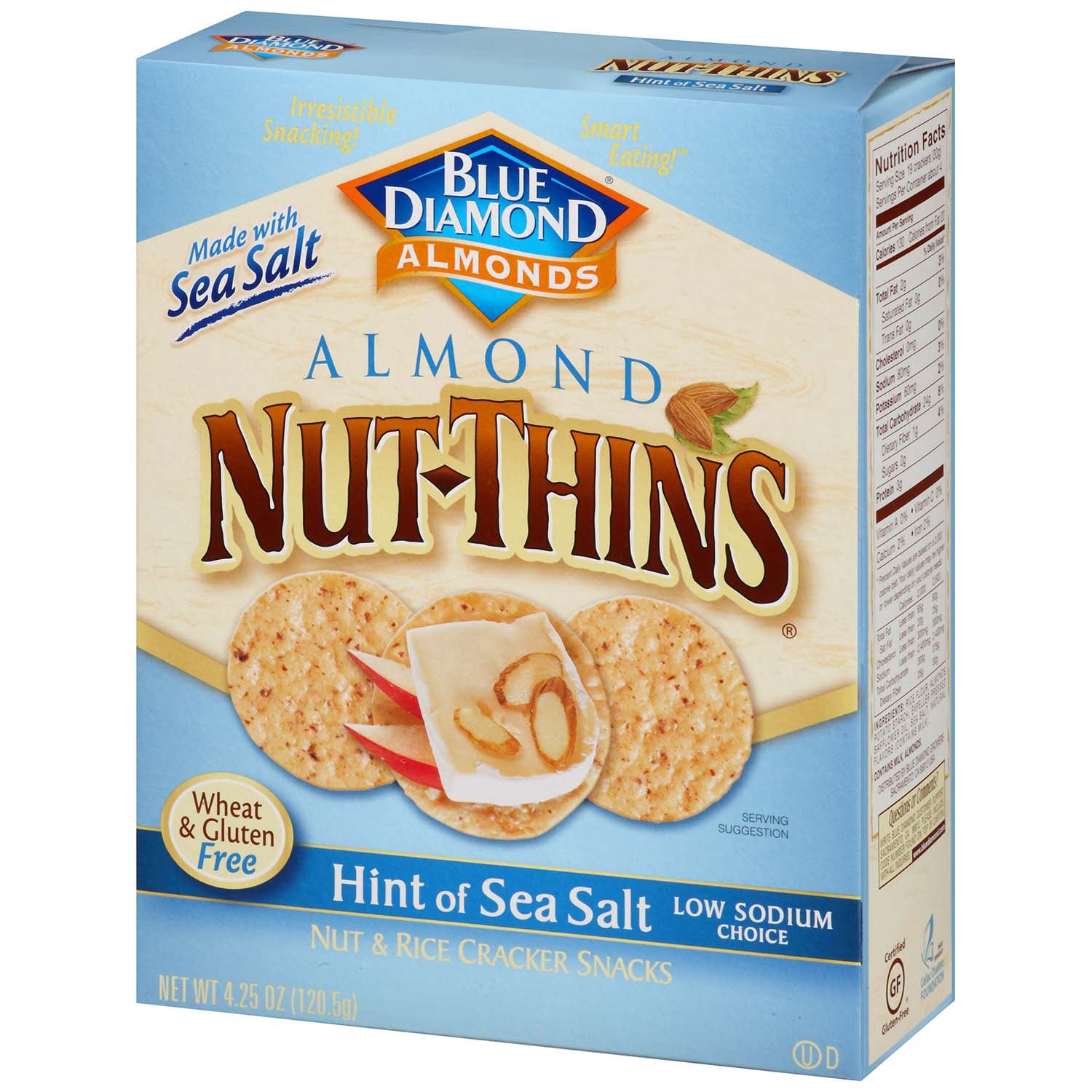 Blue Diamond Almond Nut-Thins Crackers, Nut & Rice, Sea Salt - Foodland