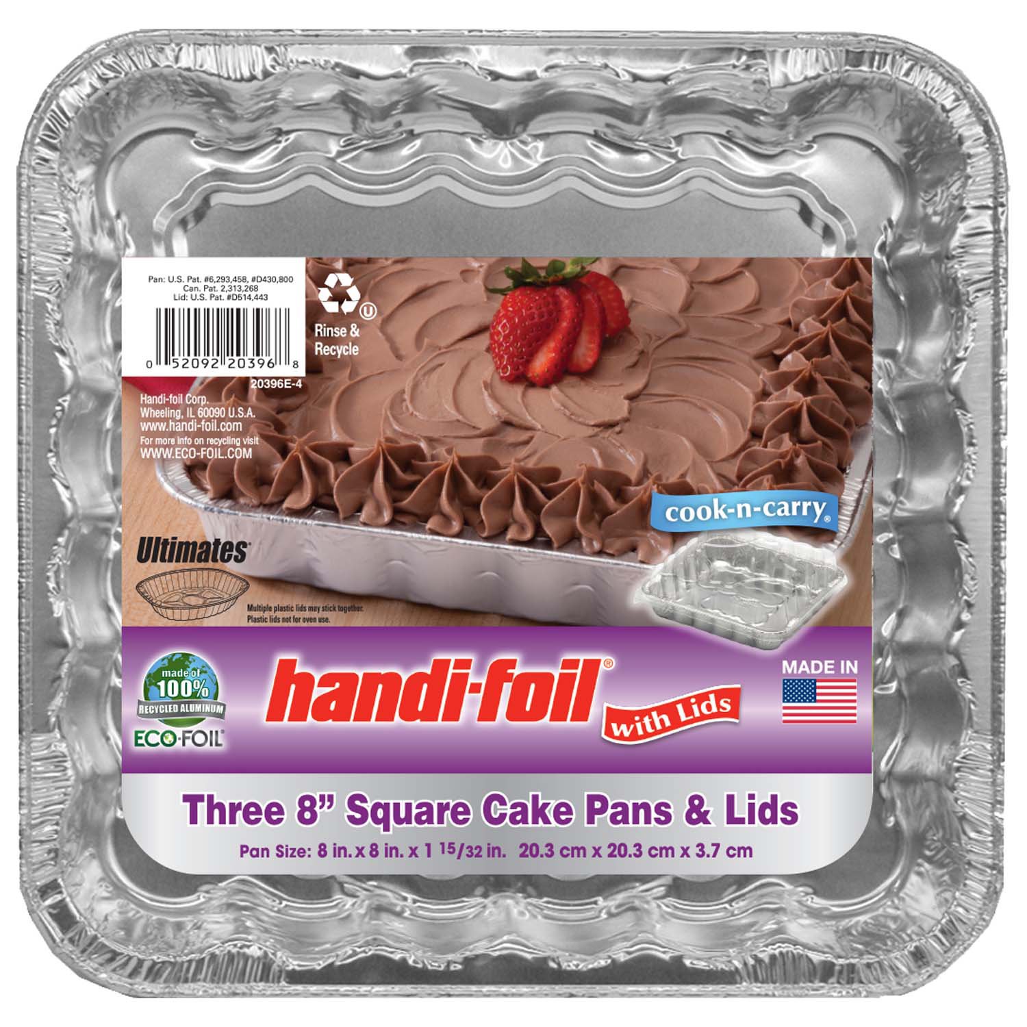 Handi-foil Super King Square Cake Pan with Handle Lid, 2 Piece