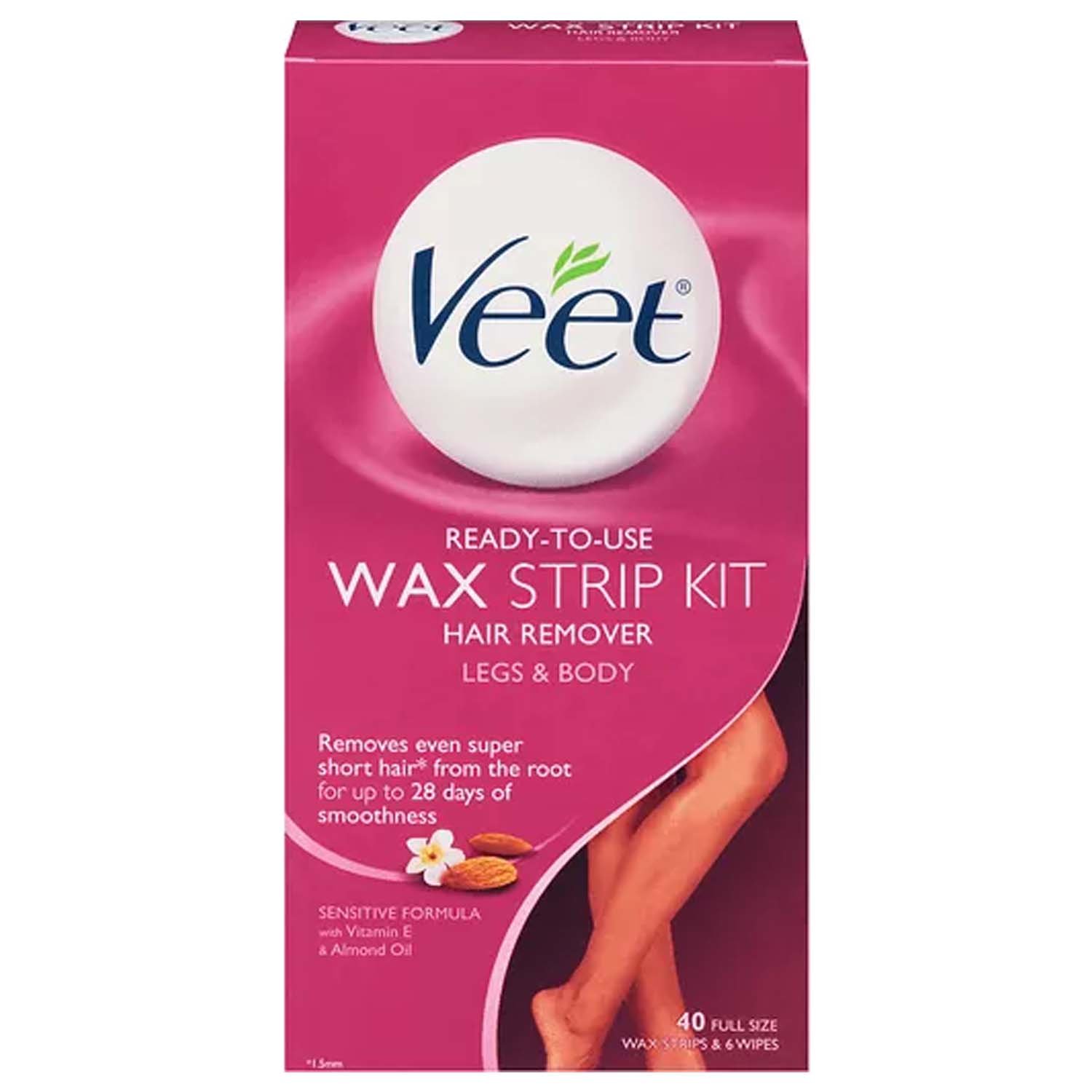 Veet Hair Removal, Ready-To-Use Wax Strip Kit (40 Count)
