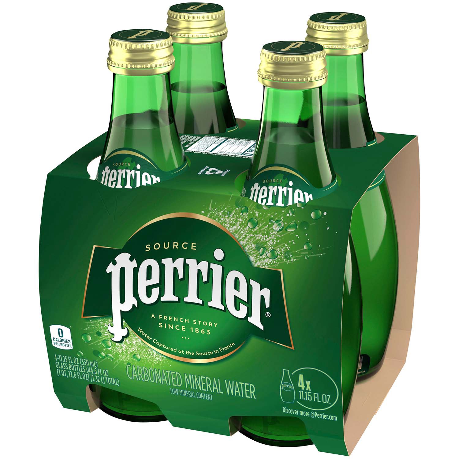 Perrier Carbonated Mineral Water 24/11 oz glass bottles - Beverages2u