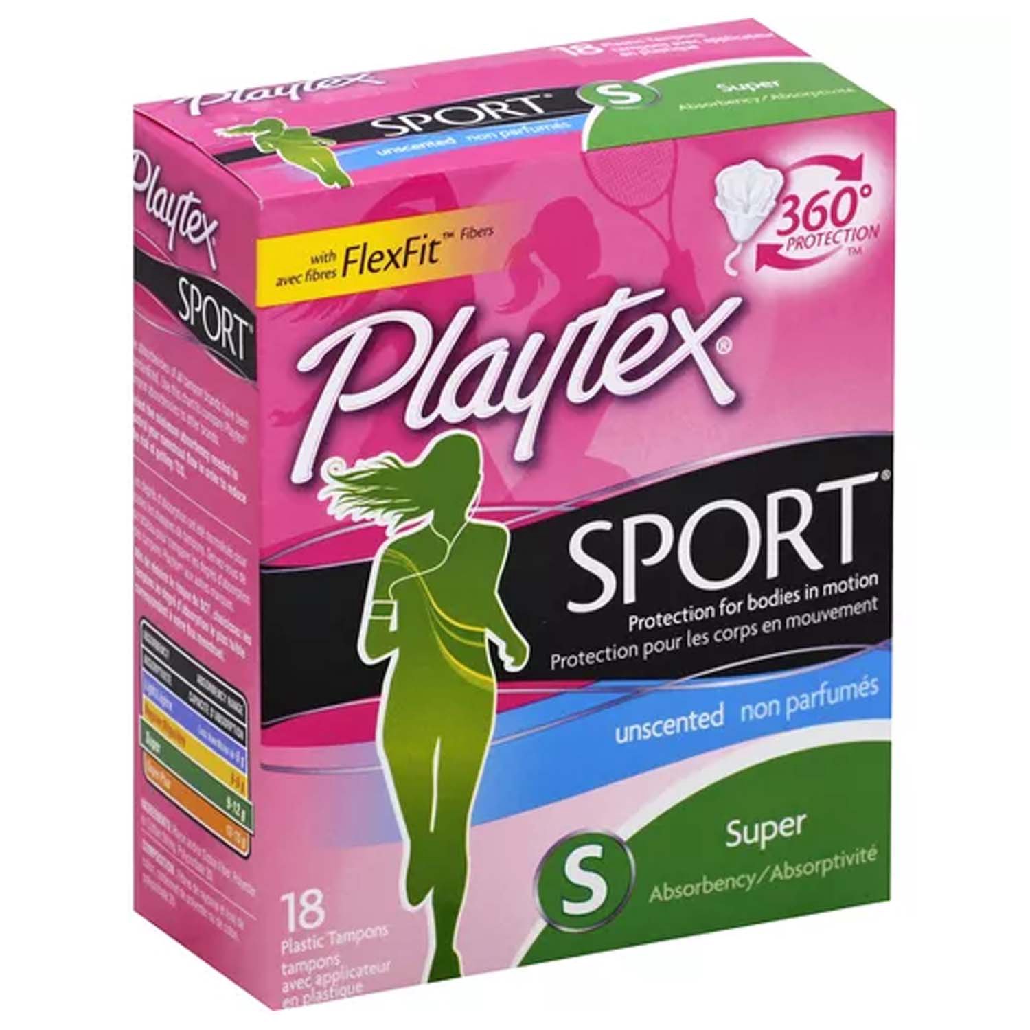 Playtex Sport Plastic Super Tampons, Unscented, PK216 08111