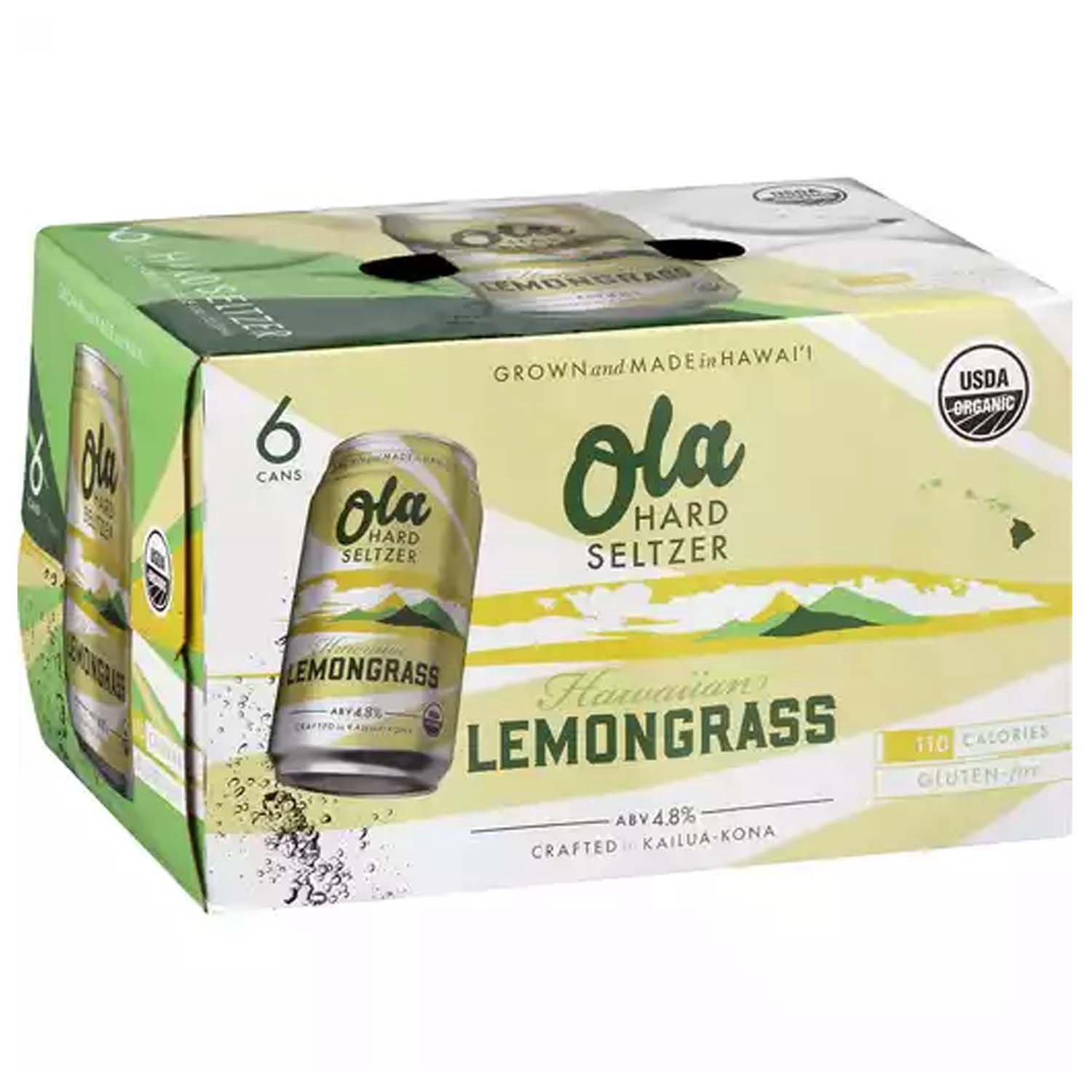 Ola Organic Seltzer, Hawaiian Lemongrass, Cans (Pack of 6 