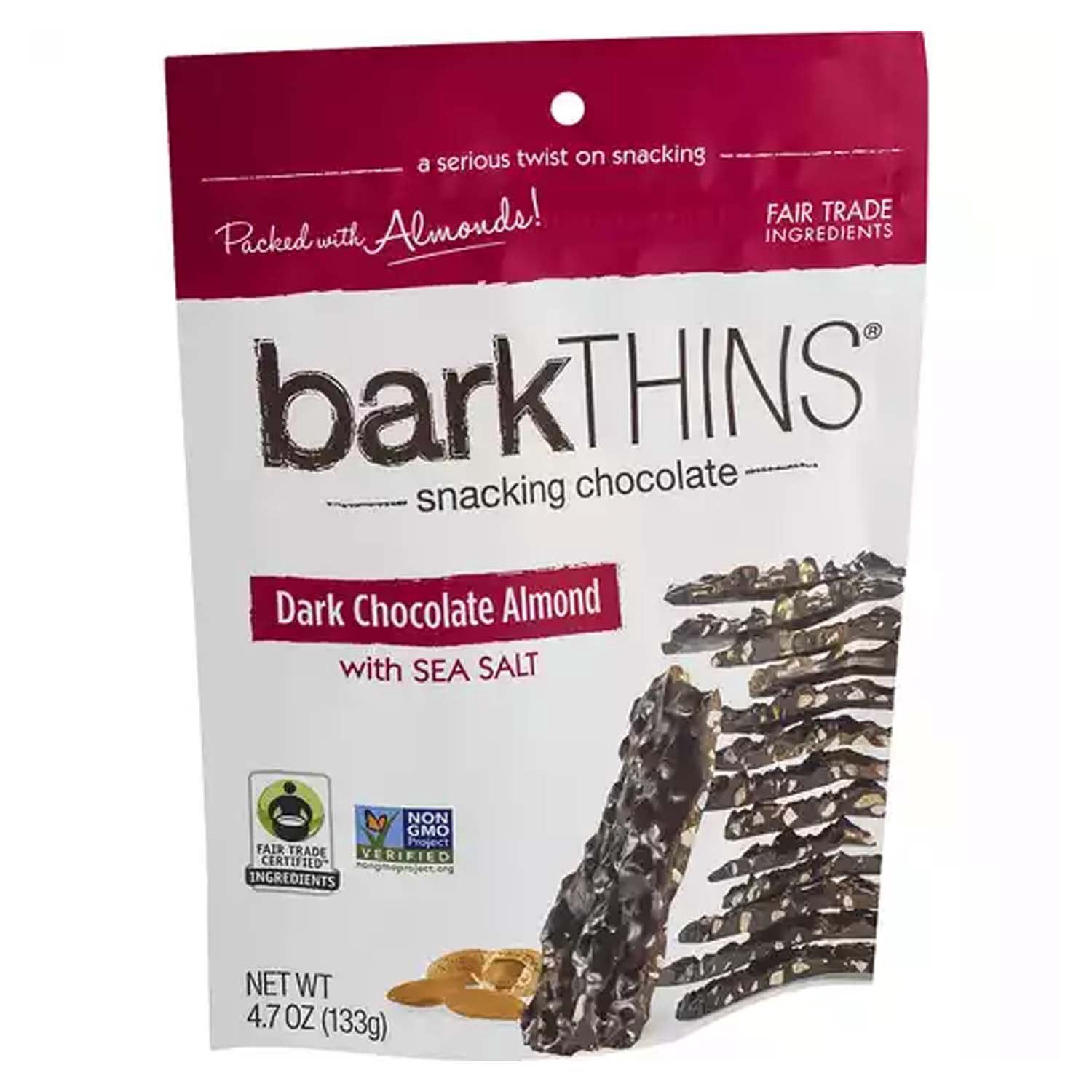 Bark Thins® Dark Chocolate Almond With Sea Salt Snacking Chocolate 4.7 Oz  Pouch, Chocolate Candy