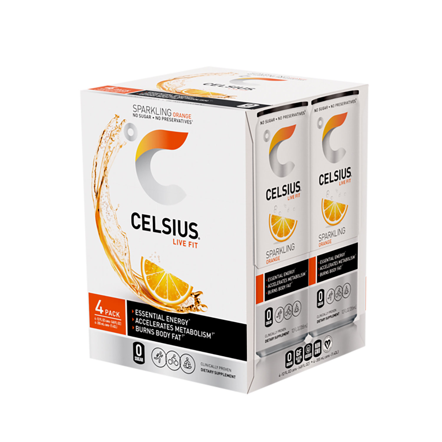 Save on Celsius Live Fit Sparkling Energy Drink Orange - 4 pk Order Online  Delivery