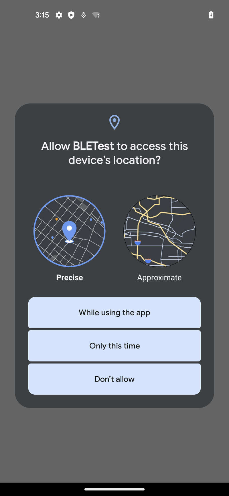 permission dialog on android
