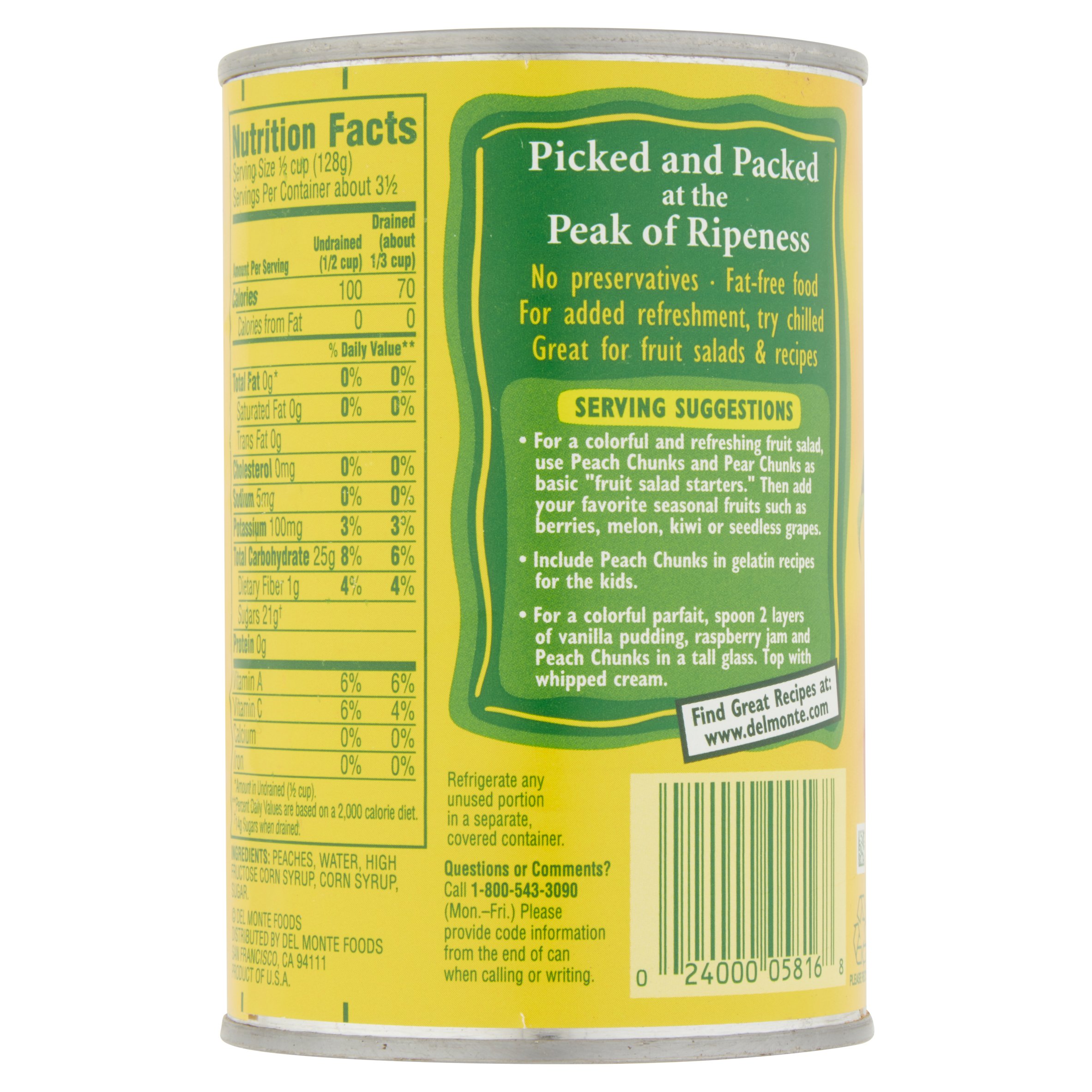 del monte canned fruit nutrition facts