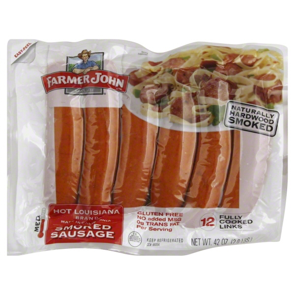 Farmer John Hot Louisiana Brand Smoked Sausage 12 Fully Cooked Links ( 2  Pack )