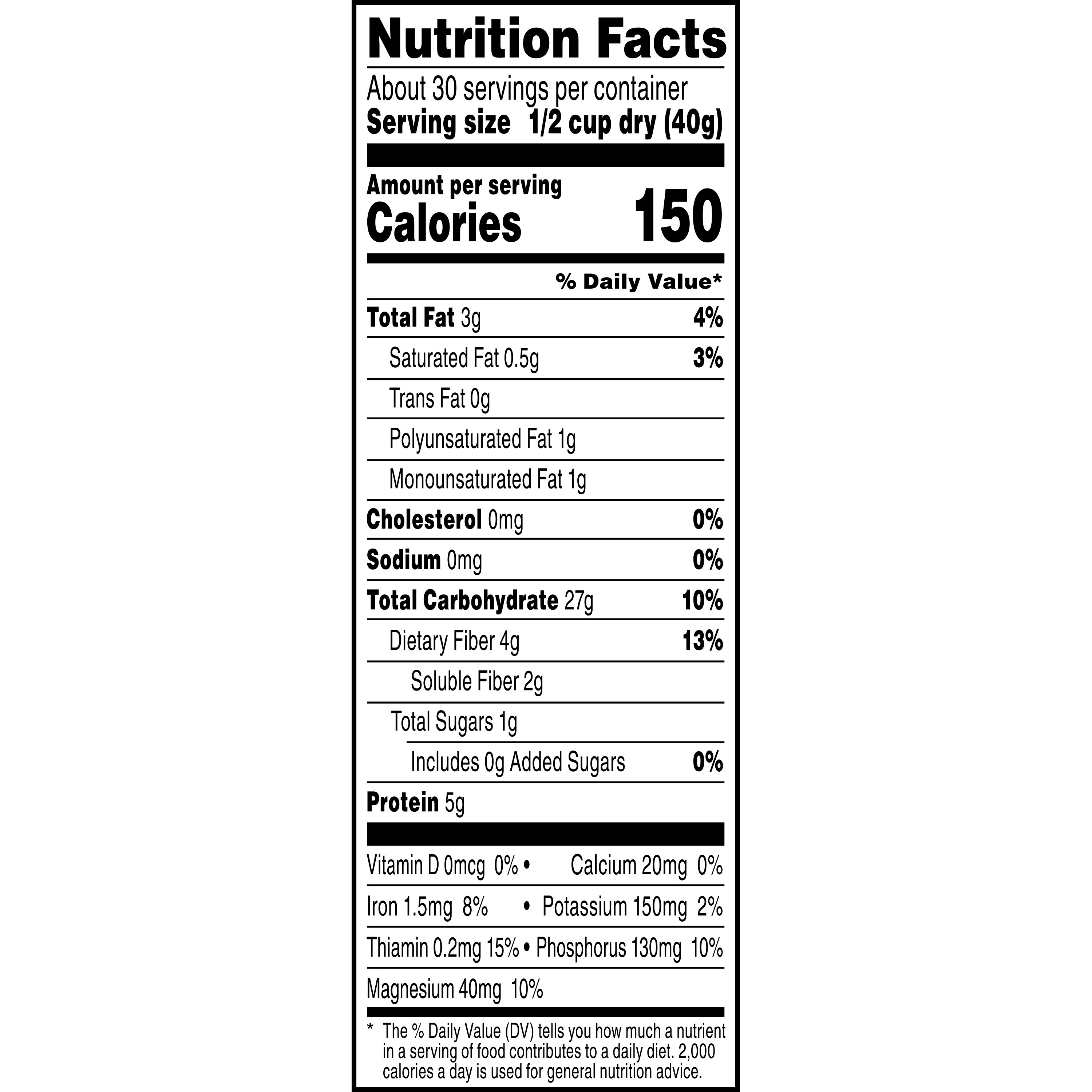 quaker oatmeal nutrition facts