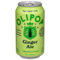 OLIPOP Prebiotic Soda, Ginger Ale, 12 Ounce