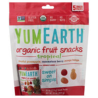 YumEarth Fruit Snacks, Organic, Tropical, 5 Snack Packs, 5 Each