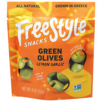 FreeStyle Snacks Lemon Garlic Green Olives, 4 Ounce