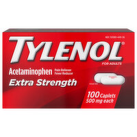 Tylenol Extra Strength Caplets, Fever Reducer And Pain Reliever, 500 Mg, 100 Each
