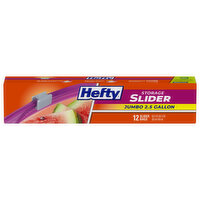 Hefty Jumbo Slider Storage Bags, 2.5 Gallon, 12 Each