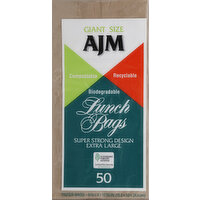 Ajm Paper Lunch Bags, Giant Size, 50 Each