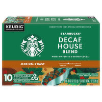 Starbucks K Cup Decaf House Blend Medium, 10 Each