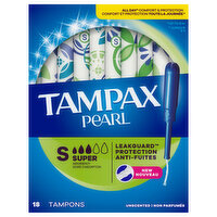 Tampax Pearl Super Unscented, 18 Each
