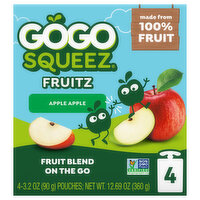 GoGo Squeez Applesauce, Apple Apple, 4 Pack, 4 Each