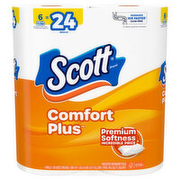 Scott ComfortPlus Mega Roll Toilet Paper Bath Tissue, 6 Each