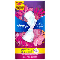 Always Radiant Pads Size 1 with Wings, 30 Each